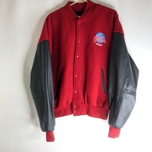 Planet Hollywood Atlanta Mens Vintage Wool Leather Varsity Bomber Jacket  SZ XL